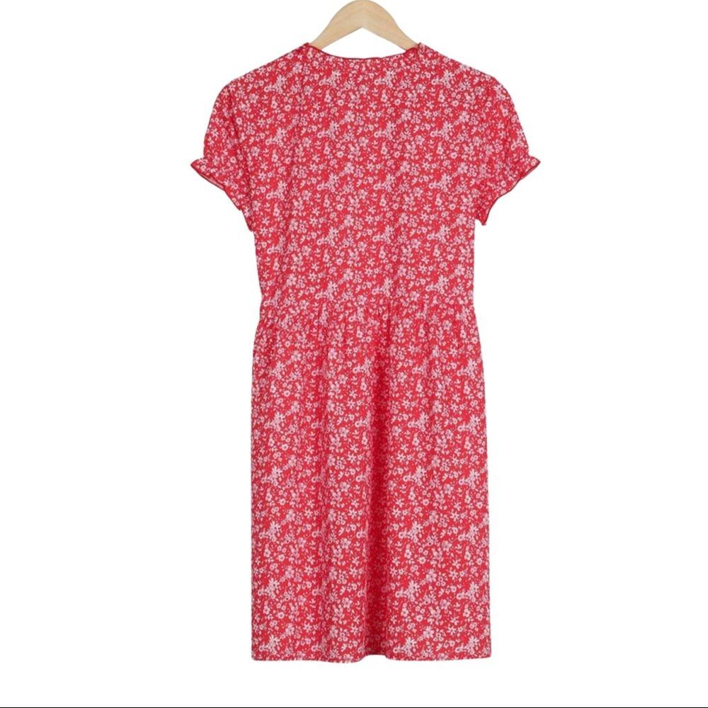 Summer Floral Red Lightweight Mini Shift Dress, Medium - Picture 3 of 5